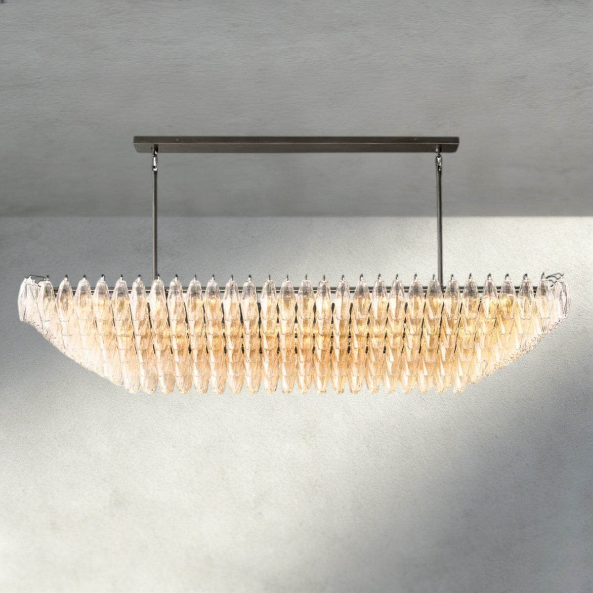 CIHELA CLEAR/ SMOKE GLASS TIERED RECTANGULAR CHANDELIER 54", 74" - cyranlighting
