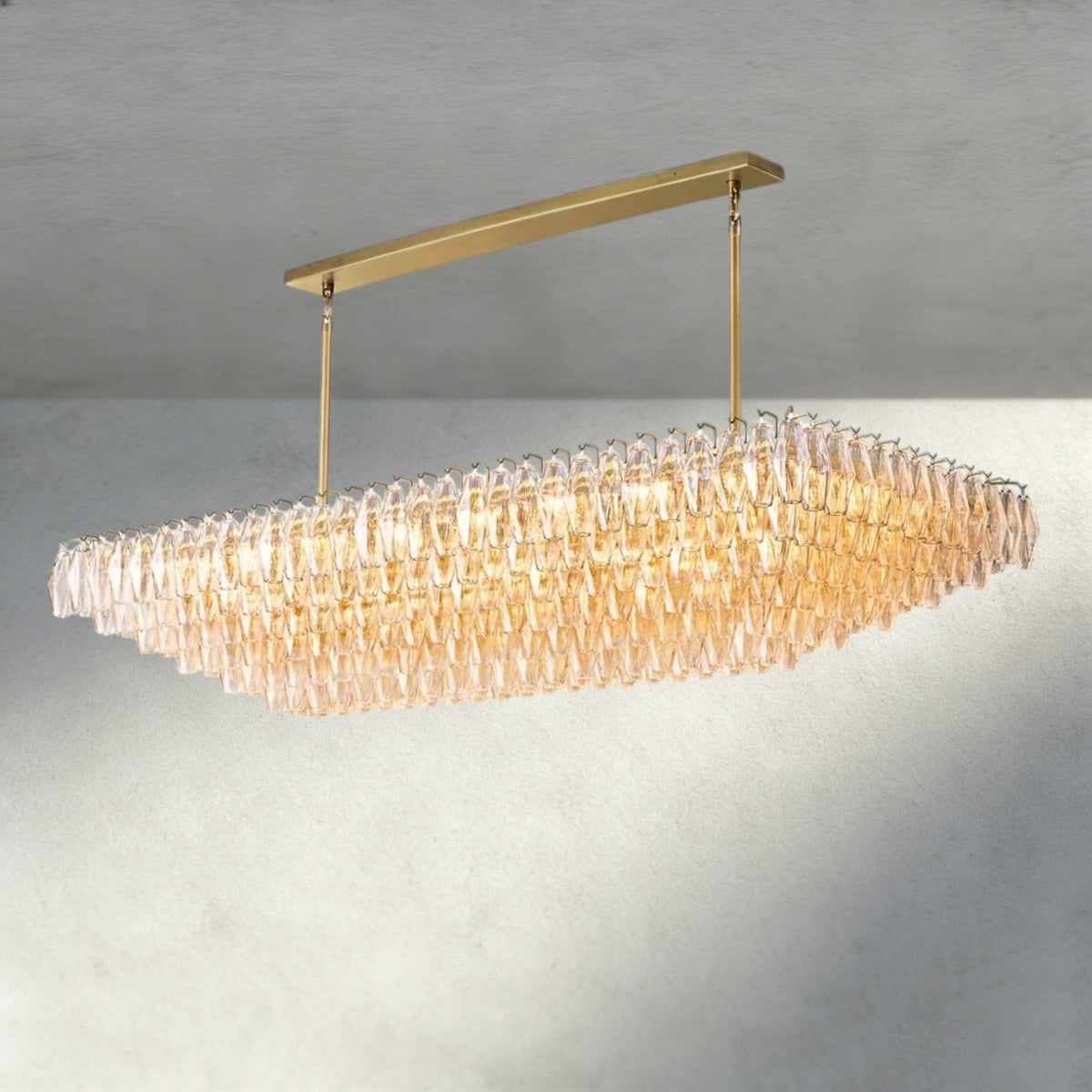 CIHELA CLEAR/ SMOKE GLASS TIERED RECTANGULAR CHANDELIER 54", 74" - cyranlighting
