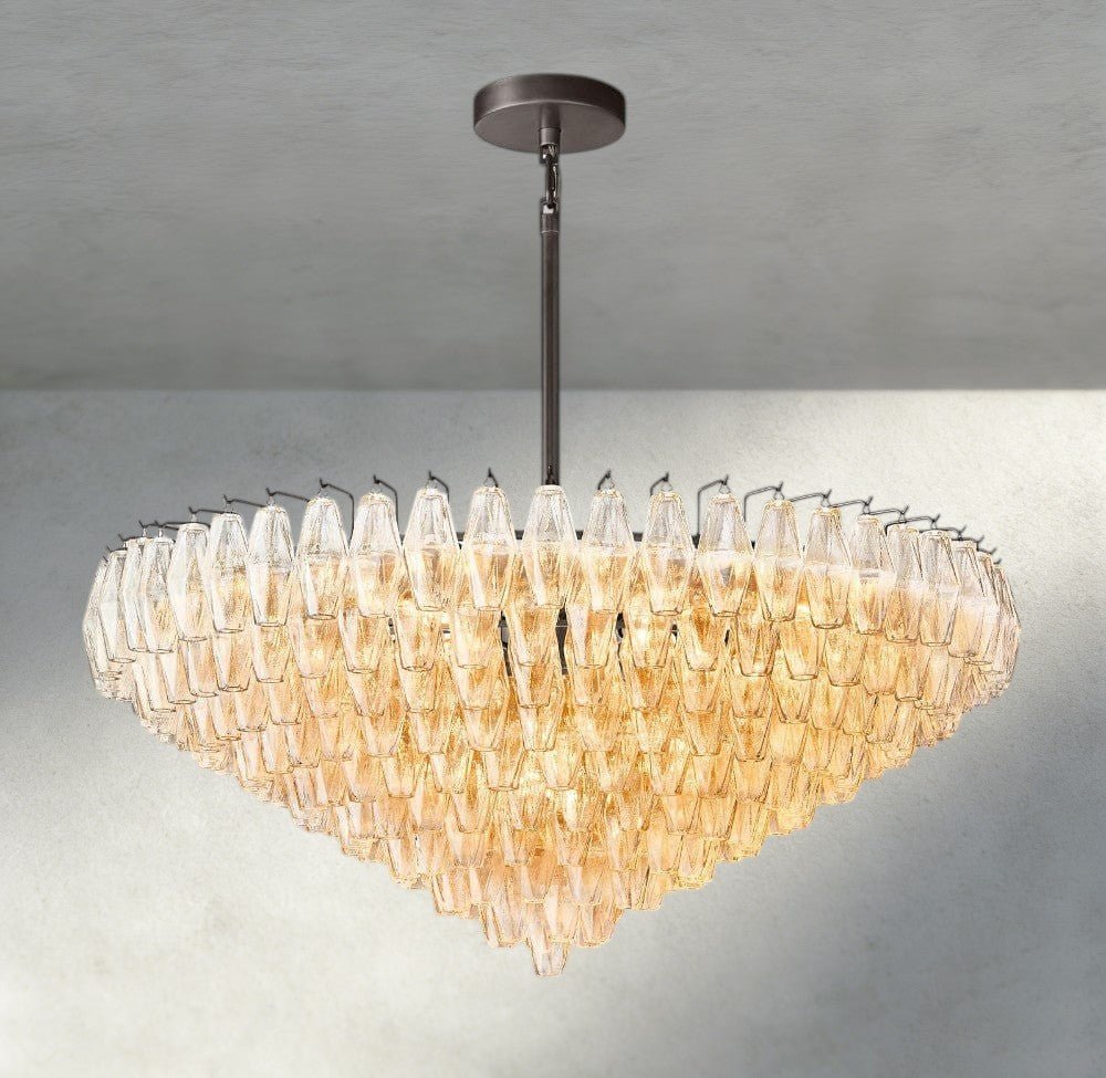 CIHELA CLEAR/ SMOKE GLASS TIERED ROUND CHANDELIER 37", 47", 62" - cyranlighting