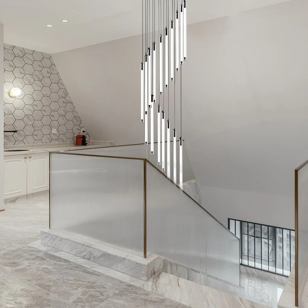 Contemporary Staircase Chandelier Spiral Tube Ceiling Light - Cyran Lamps