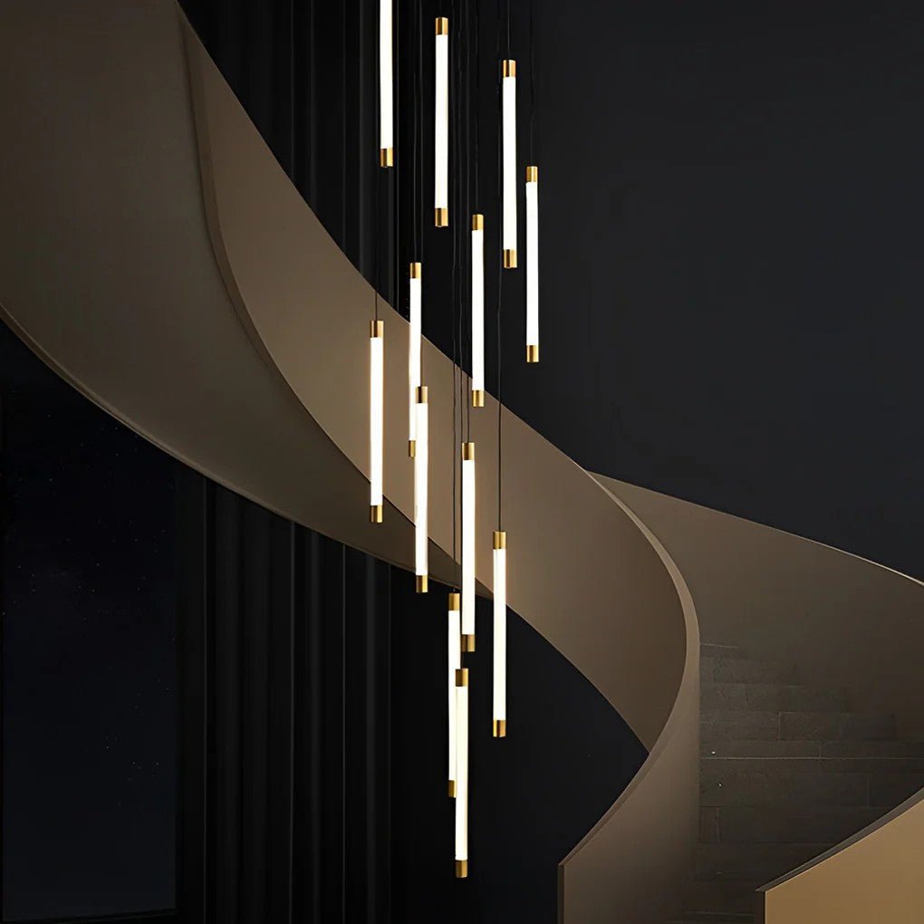 Contemporary Staircase Chandelier Spiral Tube Ceiling Light - Cyran Lamps
