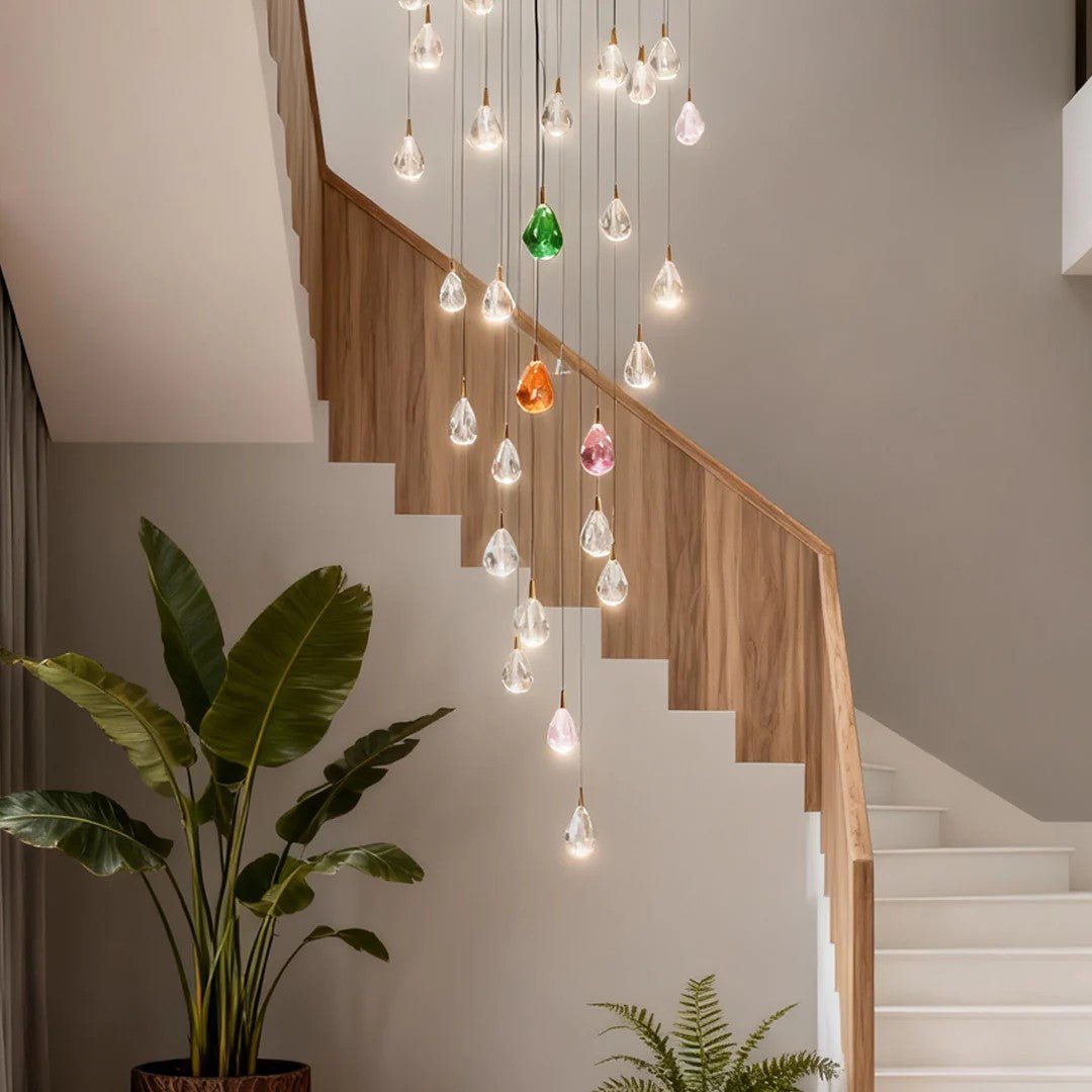 Crystal Chandelier for Staircase Luxury LED Ceiling Light - Cyran Lamps