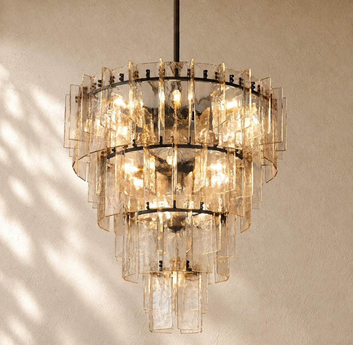 LATTIS GLASS TIERED ROUND CHANDELIER