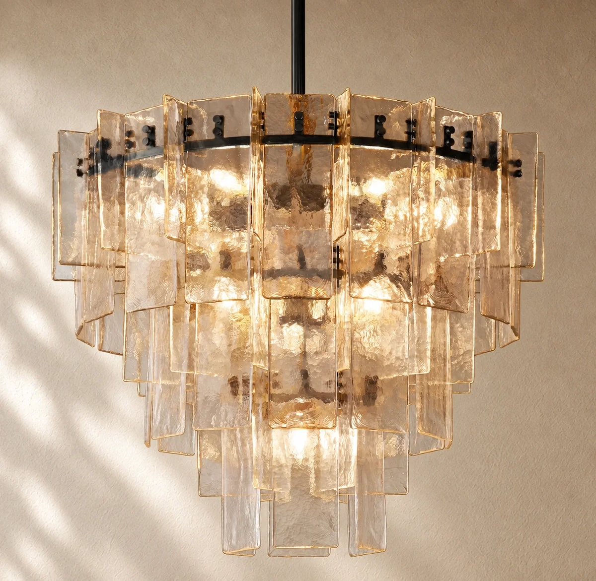 LATTIS GLASS TIERED ROUND CHANDELIER