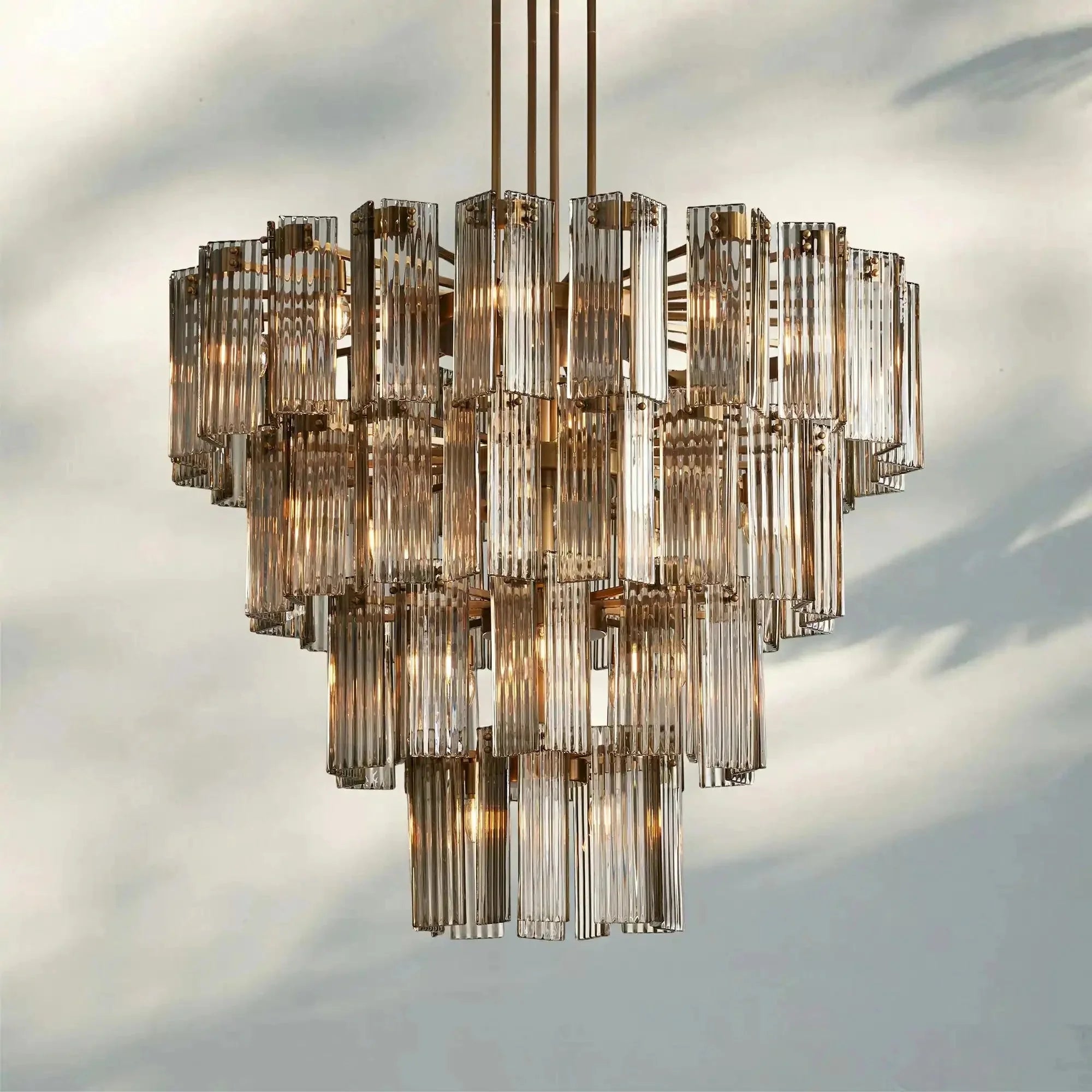 Delsie Round Chandelier 38''48''60'' - cyranlamps