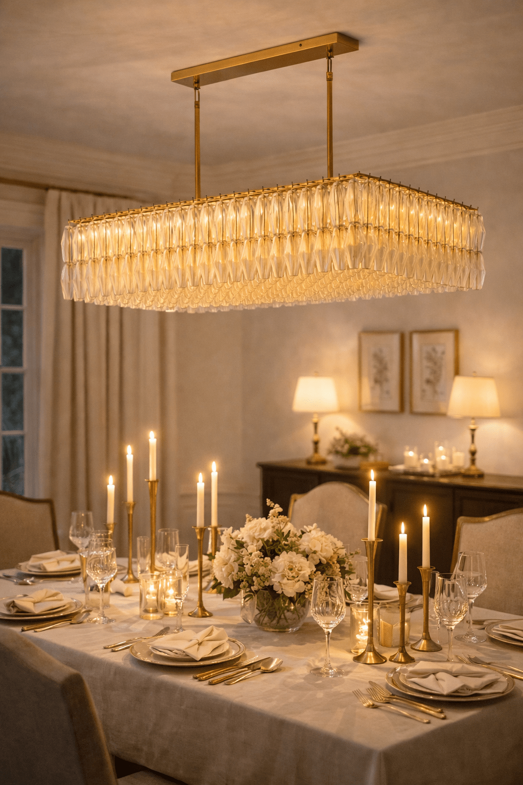 Dhiara Clear Glass Rectangular Chandelier - cyranlamps