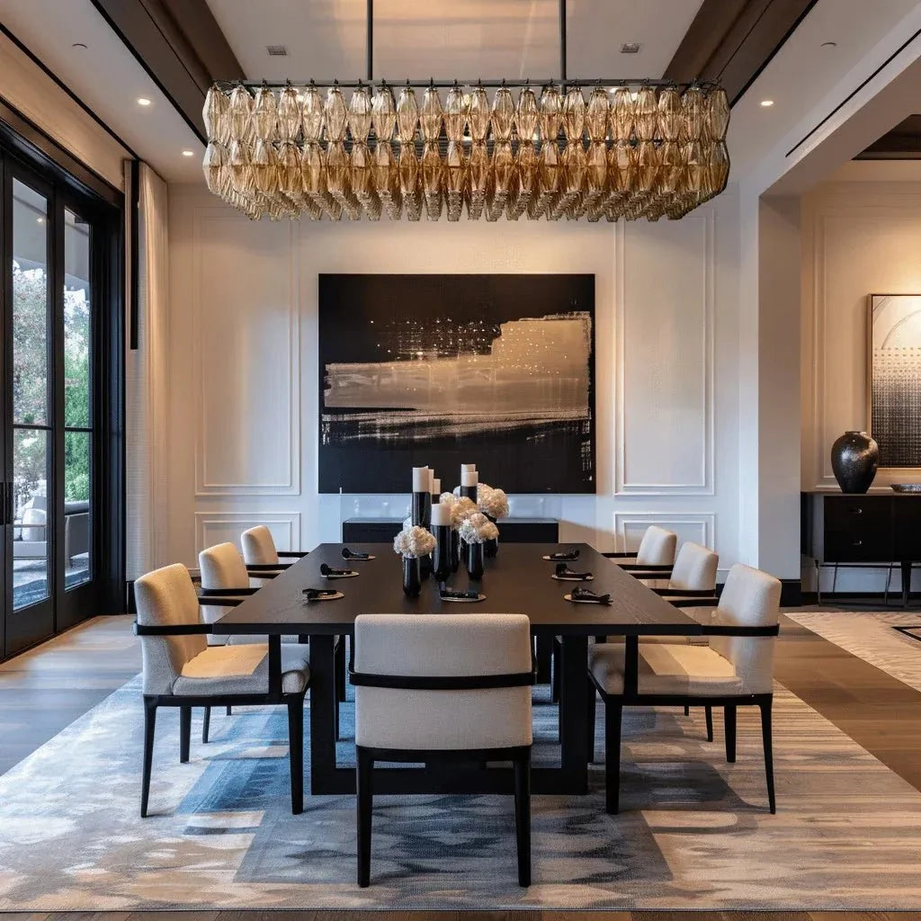 Dhiara Smoke Glass Rectangular Chandelier - cyranlighting