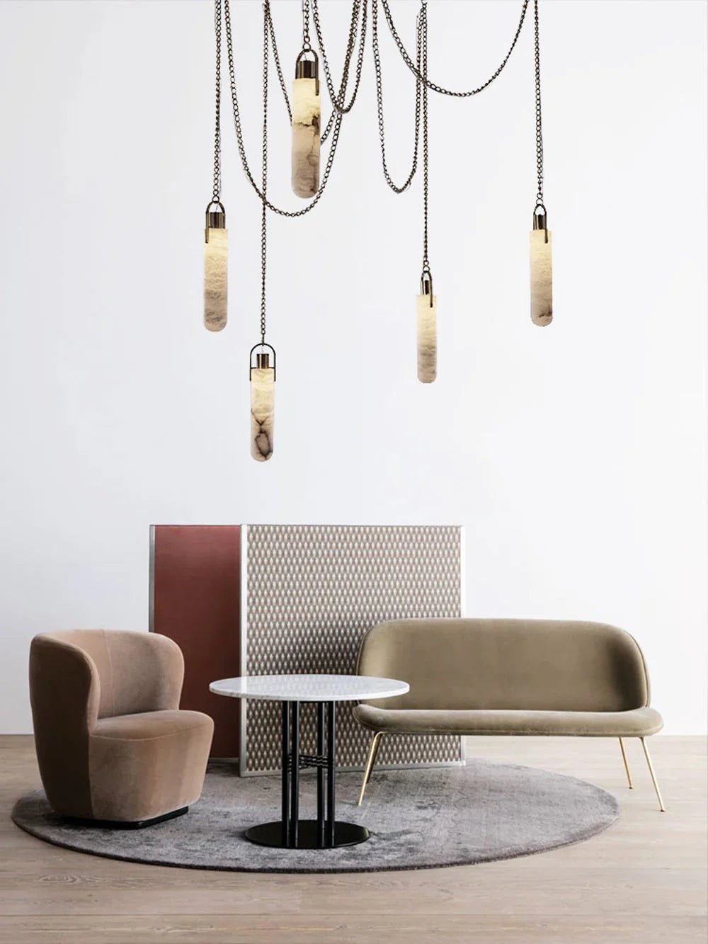 Dome Chain Alabaster Chandelier - Cyran Lamps