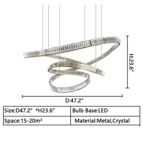 Elegant Restaurant Rings Crystal Chandelier Foyer Living Room Ceiling Pendant Light Fixture - cyranlamps