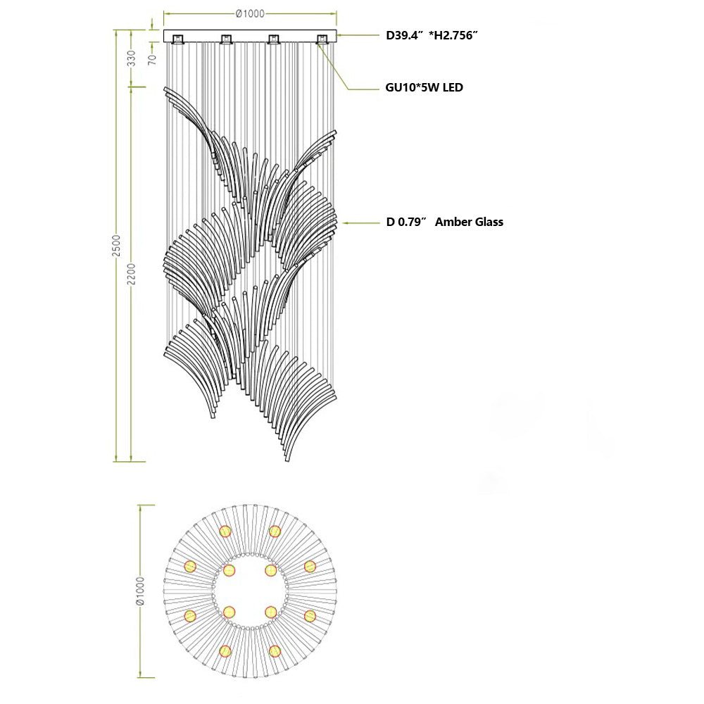 European Style Spiral Glass Chandelier for Staircase/Foyer/Hotel/Villa - cyranlamps