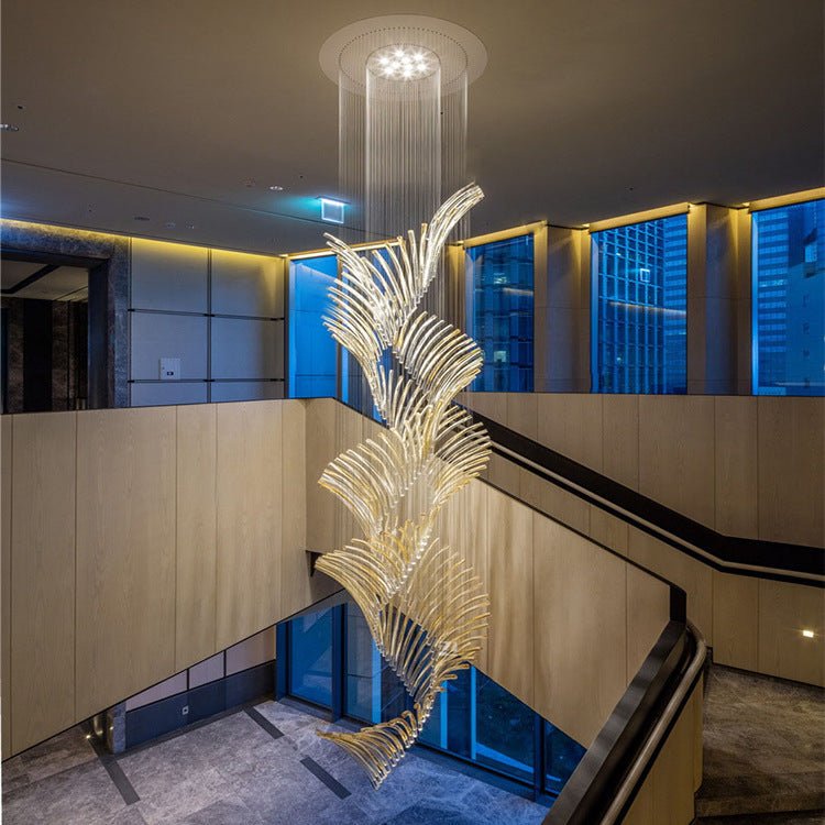 European Style Spiral Glass Chandelier for Staircase/Foyer/Hotel/Villa - cyranlamps