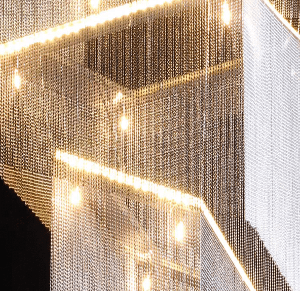 Extra Large Art Multi - tier Aluminum Chain Tassel Chandelier for High - Ceiling Room - cyranlamps