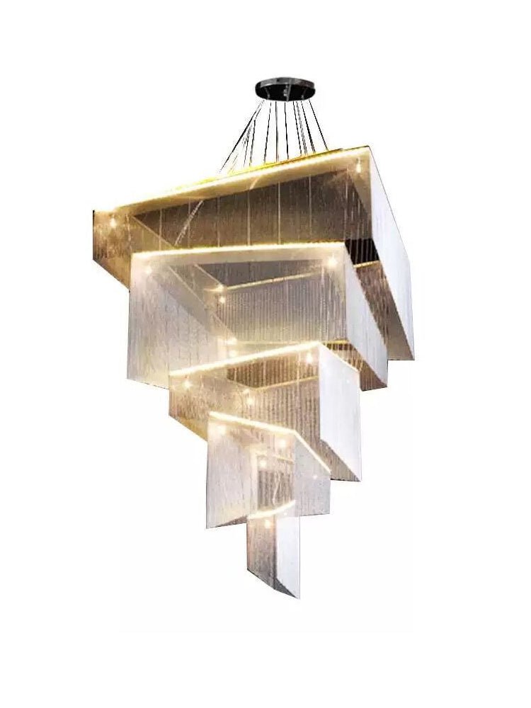 Extra Large Art Multi - tier Aluminum Chain Tassel Chandelier for High - Ceiling Room - cyranlamps