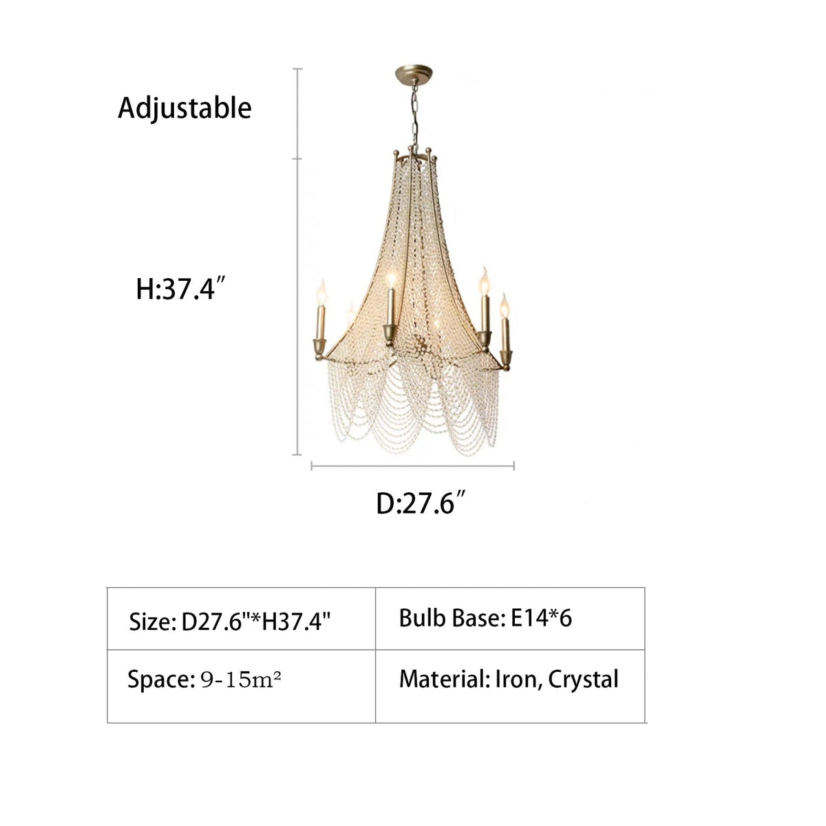 Extra Large European Crystal Beaded Chandelier Candle Light for Stairs / Duplex / Villa - cyranlamps