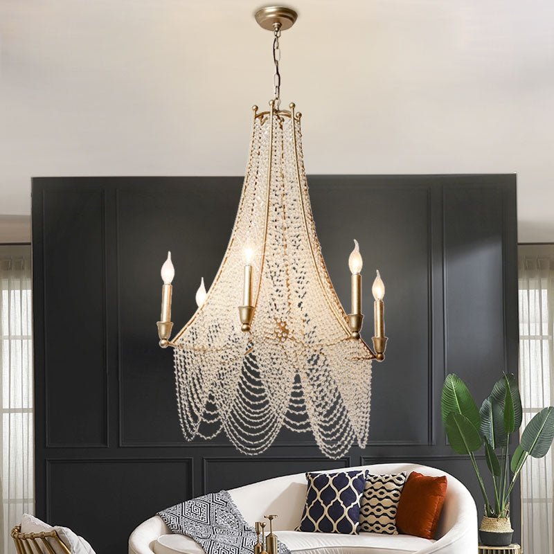 Extra Large European Crystal Beaded Chandelier Candle Light for Stairs / Duplex / Villa - cyranlamps