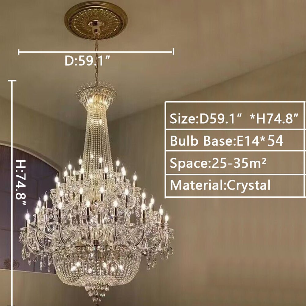 Extra Large European - style Multi - layers Candle Luxury Crystal Chandelier Gold Art Foyer/Staircase Decorative Light Fixture - cyranlamps