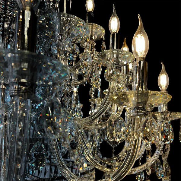 Extra Large European - style Multi - layers Candle Luxury Crystal Chandelier Gold Art Foyer/Staircase Decorative Light Fixture - cyranlamps
