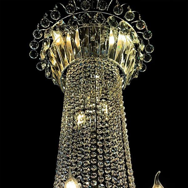 Extra Large European - style Multi - layers Candle Luxury Crystal Chandelier Gold Art Foyer/Staircase Decorative Light Fixture - cyranlamps