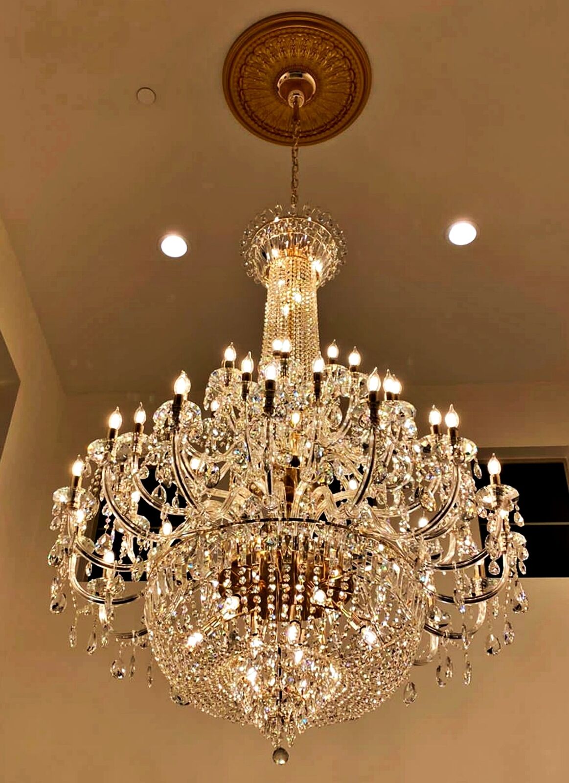 Extra Large European - style Multi - layers Candle Luxury Crystal Chandelier Gold Art Foyer/Staircase Decorative Light Fixture - cyranlamps