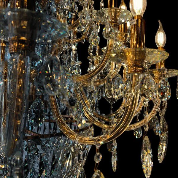 Extra Large European - style Multi - layers Candle Luxury Crystal Chandelier Gold Art Foyer/Staircase Decorative Light Fixture - cyranlamps