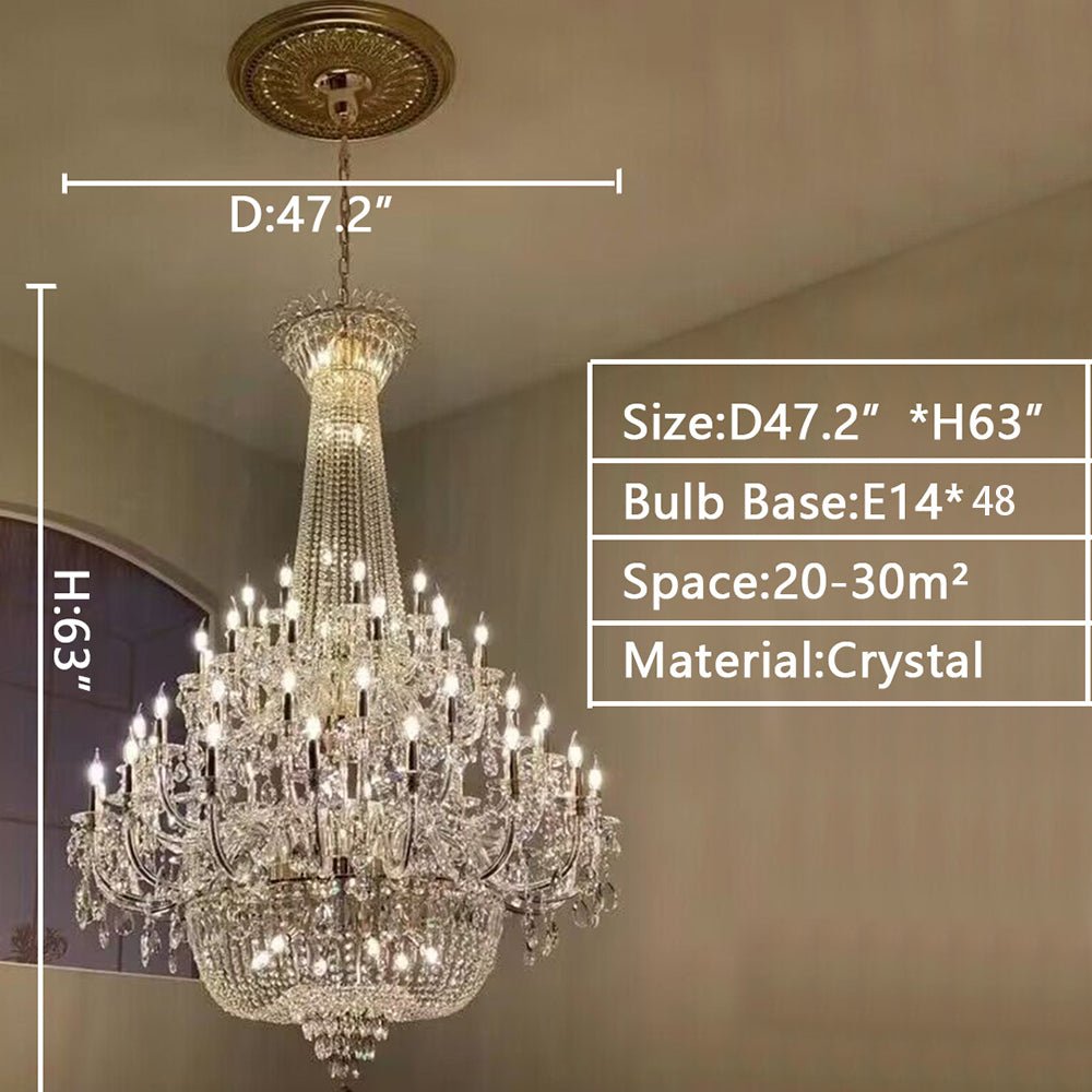 Extra Large European - style Multi - layers Candle Luxury Crystal Chandelier Gold Art Foyer/Staircase Decorative Light Fixture - cyranlamps