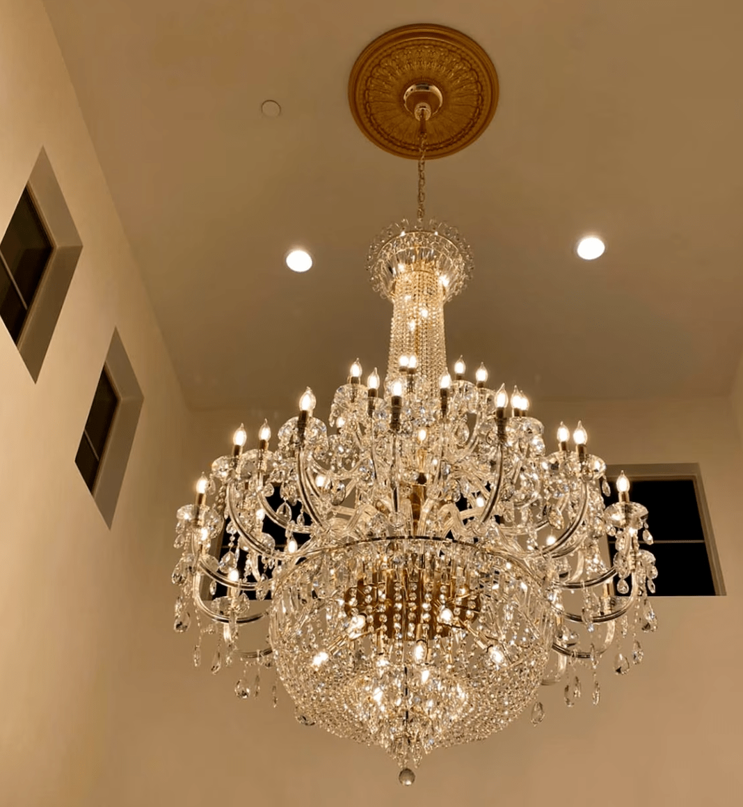Extra Large European - style Multi - layers Candle Luxury Crystal Chandelier Gold Art Foyer/Staircase Decorative Light Fixture - cyranlamps