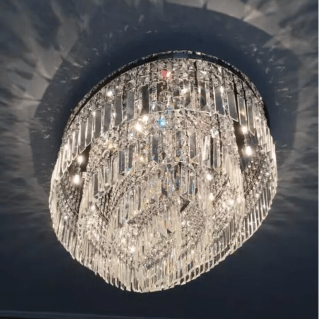 Extra Large Flush Mount Multi - tier Crystal Chandelier Modern Luxury Light Fixture For Living Room/Dining Room/Bedroom - cyranlamps