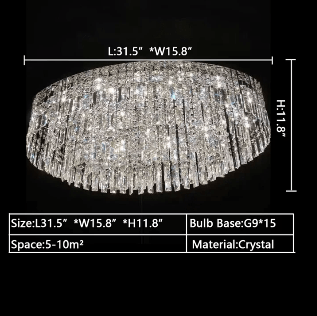 Extra Large Flush Mount Multi - tier Crystal Chandelier Modern Luxury Light Fixture For Living Room/Dining Room/Bedroom - cyranlamps