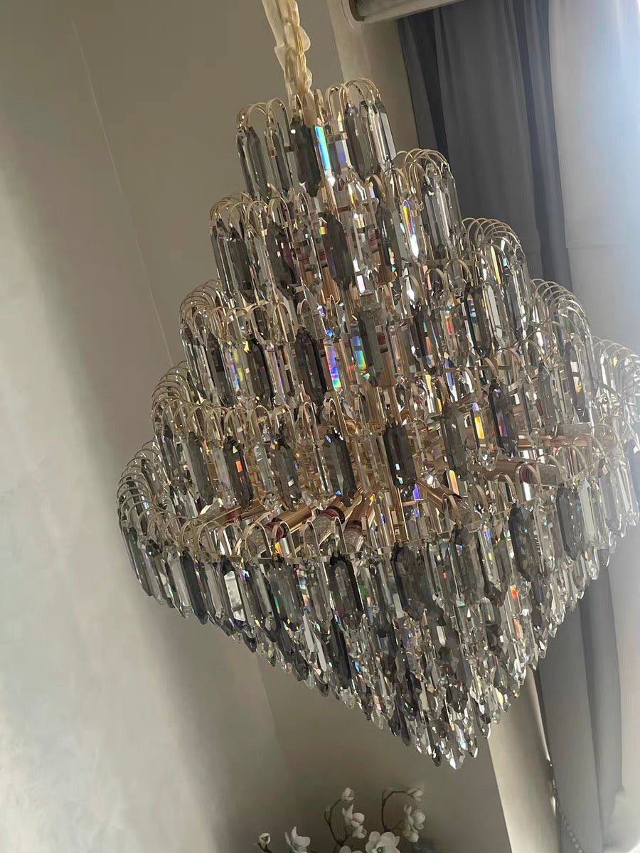 Extra Large Foyer Decorative Crystal Lighting Fixture Living Room Crystal Chandelier For Entryway Staircase - cyranlamps