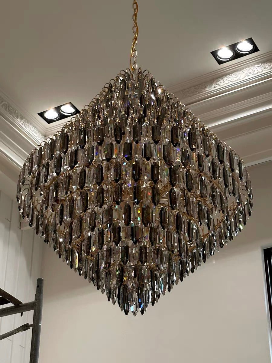 Extra Large Foyer Decorative Crystal Lighting Fixture Living Room Crystal Chandelier For Entryway Staircase - cyranlamps