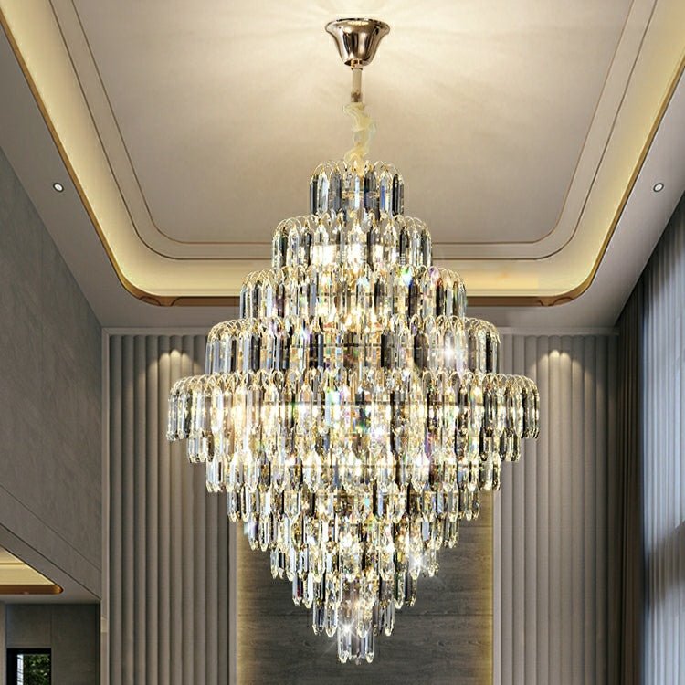 Extra Large Foyer Decorative Crystal Lighting Fixture Living Room Crystal Chandelier For Entryway Staircase - cyranlamps