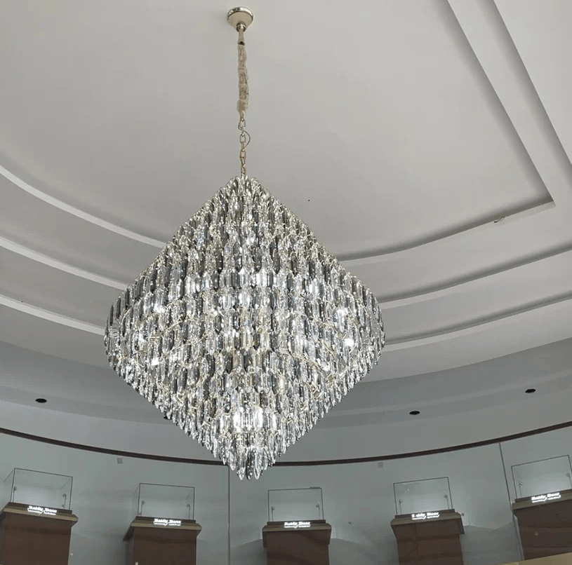 Extra Large Foyer Decorative Crystal Lighting Fixture Living Room Crystal Chandelier For Entryway Staircase - cyranlamps