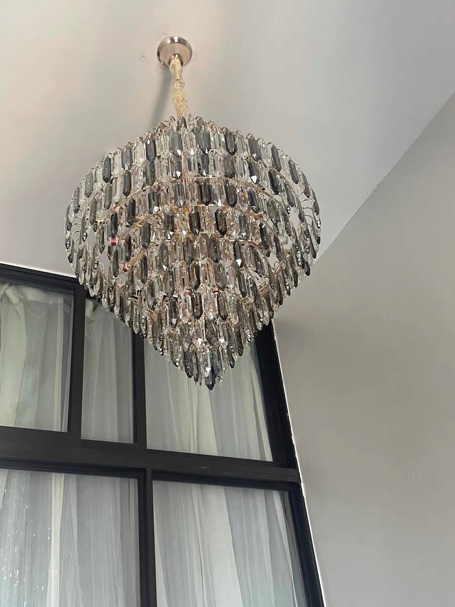Extra Large Foyer Decorative Crystal Lighting Fixture Living Room Crystal Chandelier For Entryway Staircase - cyranlamps