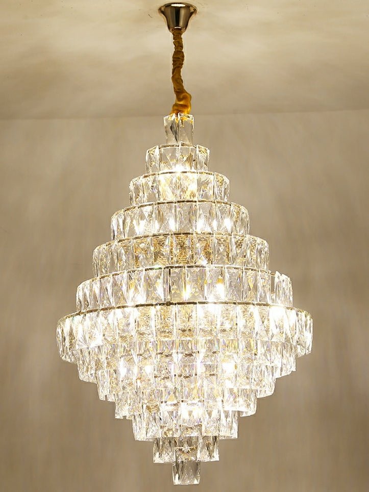 Extra Large Foyer Pure Crystal Ceiling Light Fixture Living Room Entrance Staircase Chandelier - cyranlamps