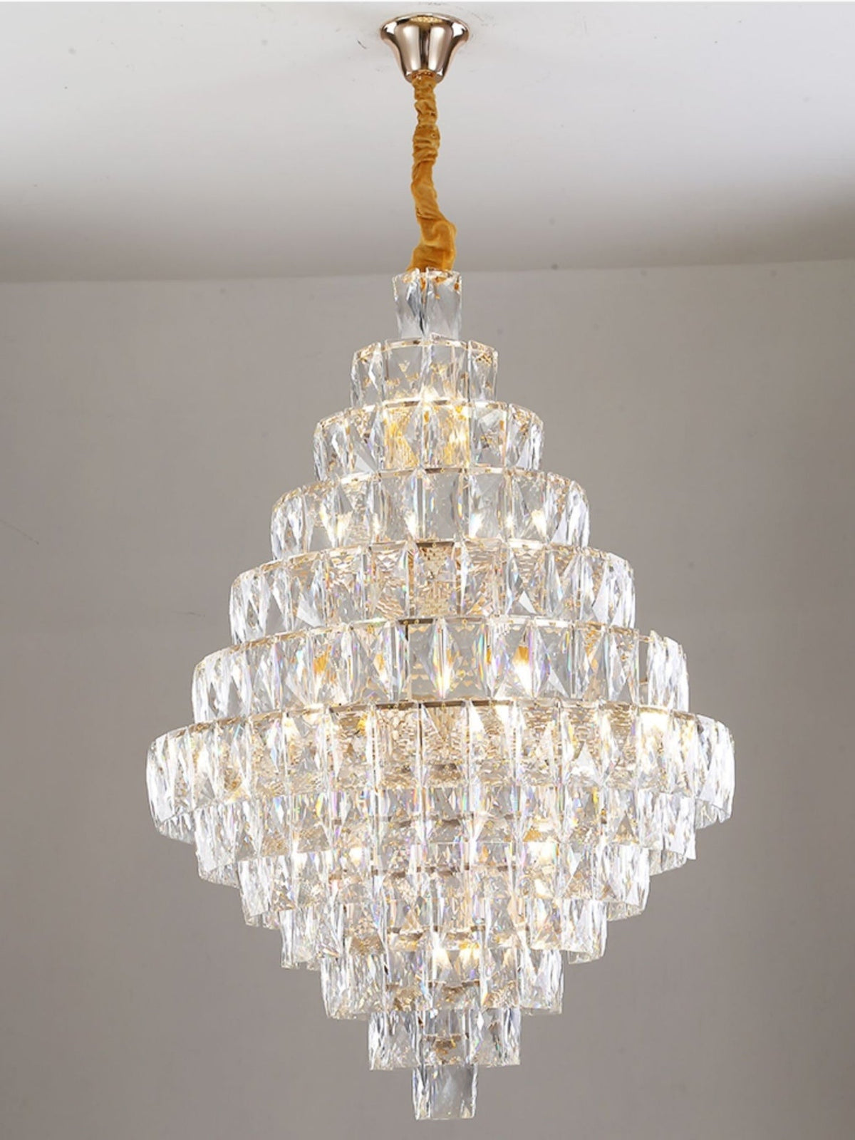 Extra Large Foyer Pure Crystal Ceiling Light Fixture Living Room Entrance Staircase Chandelier - cyranlamps