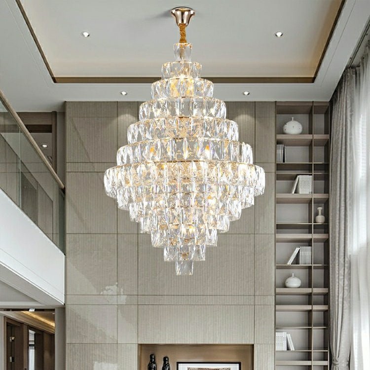 Extra Large Foyer Pure Crystal Ceiling Light Fixture Living Room Entrance Staircase Chandelier - cyranlamps