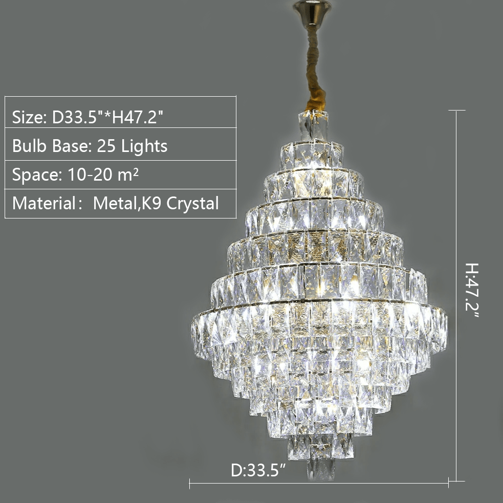Extra Large Foyer Pure Crystal Ceiling Light Fixture Living Room Entrance Staircase Chandelier - cyranlamps