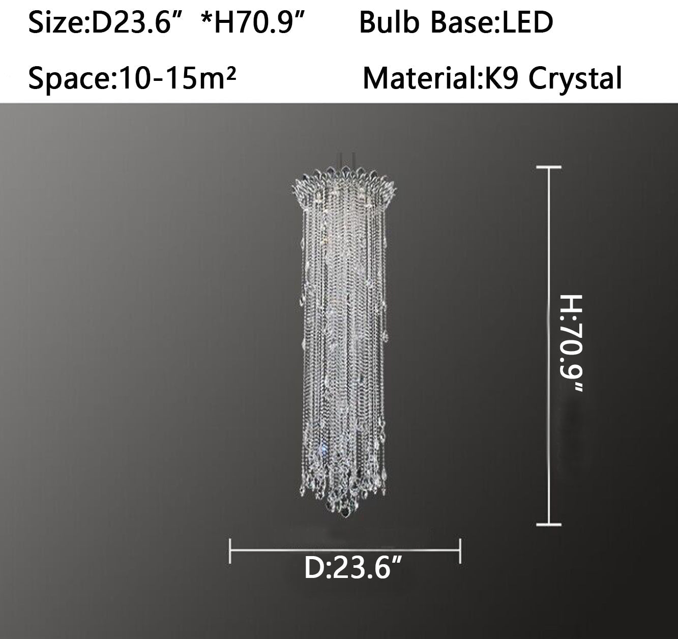 Extra Large Light Luxury Stairwell Crystal Tassel Chandelier for Staircase/High Floor Hall/Loft - cyranlamps