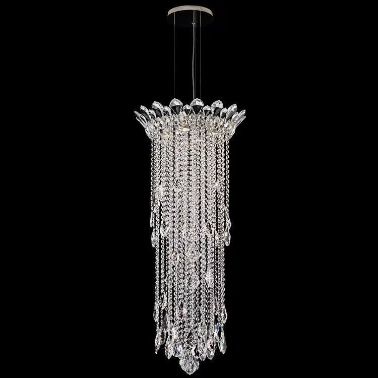 Extra Large Light Luxury Stairwell Crystal Tassel Chandelier for Staircase/High Floor Hall/Loft - cyranlamps