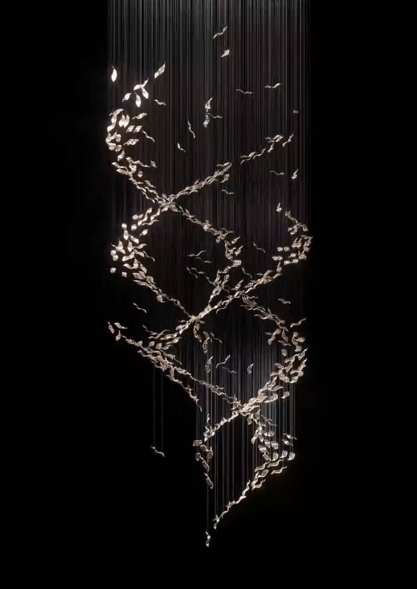 Extra Large Luxury Art Double Spiral Creative Crystal Chandelier For High - ceiling Foyer/Hallway/Entryway - cyranlamps