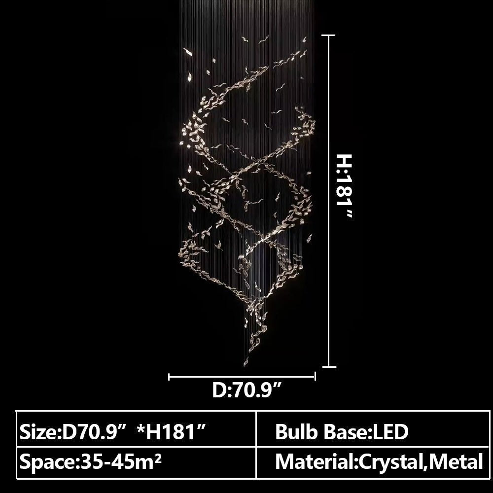 Extra Large Luxury Art Double Spiral Creative Crystal Chandelier For High - ceiling Foyer/Hallway/Entryway - cyranlamps