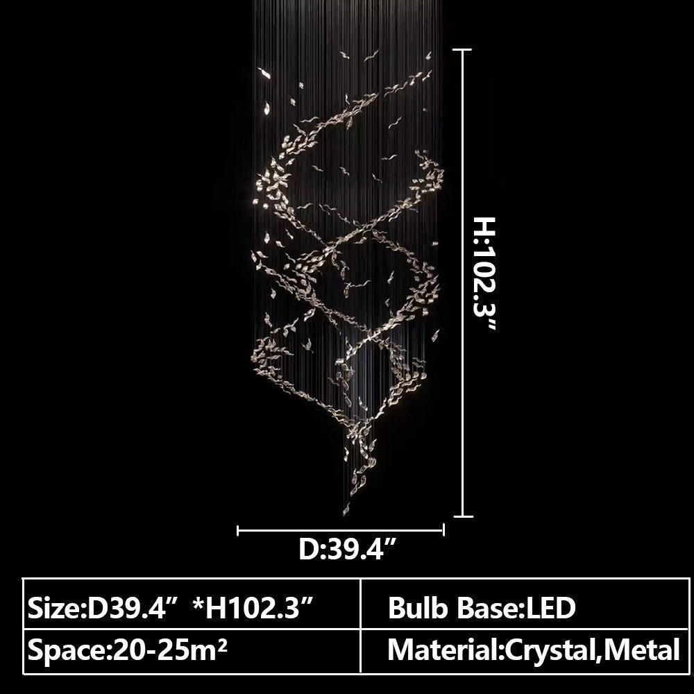 Extra Large Luxury Art Double Spiral Creative Crystal Chandelier For High - ceiling Foyer/Hallway/Entryway - cyranlamps