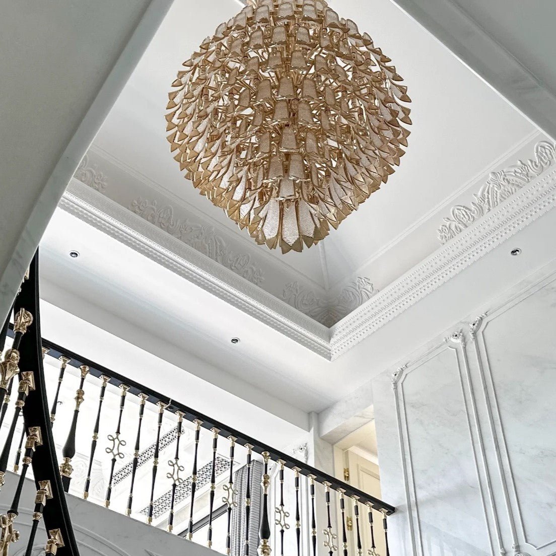 Extra Large Luxury Multi - tier Gold CrystalChandelier for Stairs/Large High - ceiling Room - cyranlamps