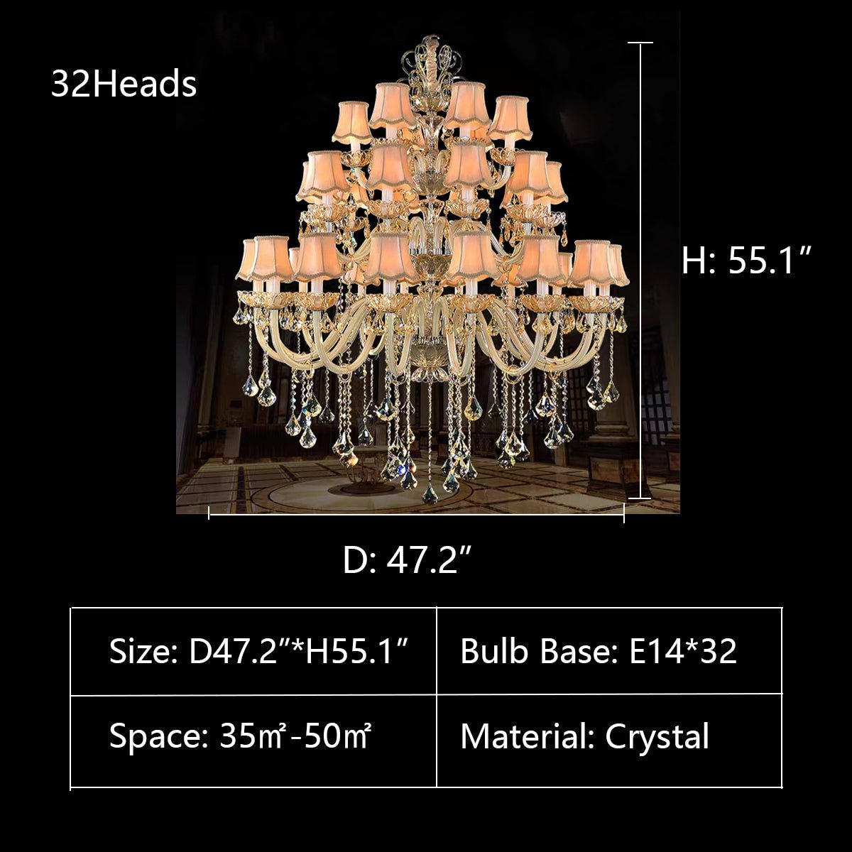 Extra Large Luxury Multi - Tiered Crystal Pendant Chandelier for High - Ceiling Rooms - cyranlamps