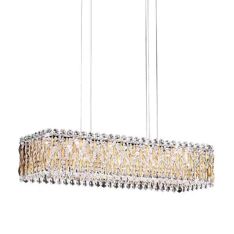 Extra Large Luxury Rectangle Crystal Pendant Chandelier for Living/Dining Room/Kitchen Island - cyranlamps