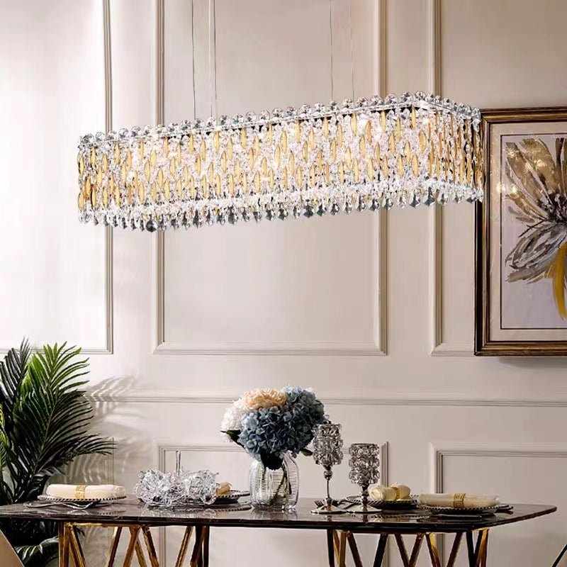 Extra Large Luxury Rectangle Crystal Pendant Chandelier for Living/Dining Room/Kitchen Island - cyranlamps