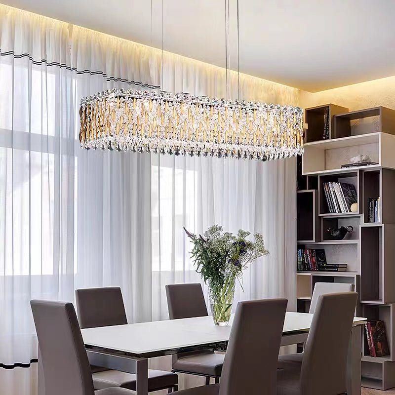 Extra Large Luxury Rectangle Crystal Pendant Chandelier for Living/Dining Room/Kitchen Island - cyranlamps
