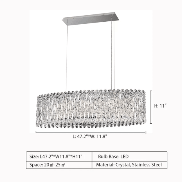 Extra Large Modern Fashion Oval Crystal Pendant Chandelier for Dining Room/Kitchen Island - cyranlamps