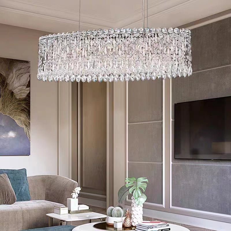 Extra Large Modern Fashion Oval Crystal Pendant Chandelier for Dining Room/Kitchen Island - cyranlamps