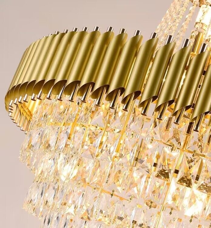 Extra Large Modern Multi - layers Gold/Black Light Luxury Crystal Chandelier For 2 - Story Living Room,Foyer - cyranlamps